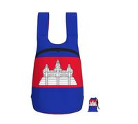 Edwal Cambodia Flag Print Foldable Backpack Lightweight Hiking Bag Soft Travel Backpack Rucksack For Work And Gym