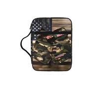 EdWal Camo American Flags Print Bible Case Cosmetic Bag with Sturdy Handle Wash Bag Tablet Sleeve Small Tool Bag for Books
