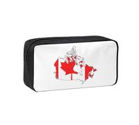 Edwal Canadian Flag Map Print Pen Organizer Bag Pouch Large Capacity Pencil Case with Zipper Durable Pen Case for Stationery