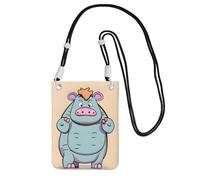 EdWal Cartoon Hippos Print Crossbody Bag For Women, Mini Phone Purses, Cute Phone Wallet, For Hiking Travel Gift