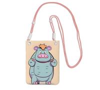 EdWal Cartoon Hippos Print Crossbody Bag For Women, Mini Phone Purses, Cute Phone Wallet, For Hiking Travel Gift