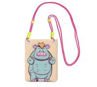 EdWal Cartoon Hippos Print Crossbody Bag For Women, Mini Phone Purses, Cute Phone Wallet, For Hiking Travel Gift