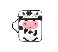 EdWal Cartoon Milk Cow Print Bible Case Cosmetic Bag with Sturdy Handle Wash Bag Tablet Sleeve Small Tool Bag for Books