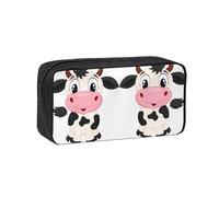 EdWal Cartoon Milk Cow Print Pen Organizer Bag Pouch Large Capacity Pencil Case with Zipper Durable Pen Case for Stationery