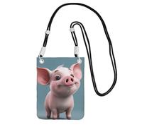 EdWal Cartoon Pig Print Crossbody Bag For Women, Mini Phone Purses, Cute Phone Wallet, For Hiking Travel Gift