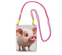 EdWal Cartoon Pig Print Crossbody Bag For Women, Mini Phone Purses, Cute Phone Wallet, For Hiking Travel Gift