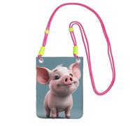 EdWal Cartoon Pig Print Crossbody Bag For Women, Mini Phone Purses, Cute Phone Wallet, For Hiking Travel Gift