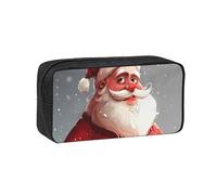 EdWal Cartoon Santa Claus Print Pen Organizer Bag Pouch Large Capacity Pencil Case with Zipper Durable Pen Case for Stationery