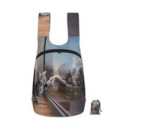 EdWal Cat And Reflection Tiger Animal Print Foldable Backpack Lightweight Hiking Bag Soft Travel Backpack Rucksack For Work And Gym