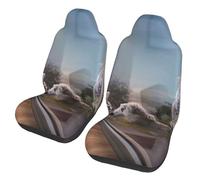 EdWal Cat And Reflection Tiger Animal Print Front Seat Covers, Easy To Install Two Car Seat Protector Cover Set Accessories Auto Trucks Suv