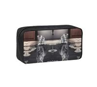 EdWal Cat Pictures Big Tiger Print Pen Organizer Bag Pouch Large Capacity Pencil Case with Zipper Durable Pen Case for Stationery