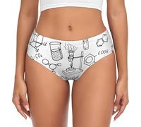 EdWal Chemistry Print Print Womens High-Waisted Briefs Panties, Moisture-Wicking Underwear, Bikini Brief Underwear Black