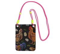 EdWal Chicken Print Print Crossbody Bag For Women, Mini Phone Purses, Cute Phone Wallet, For Hiking Travel Gift