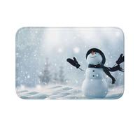EdWal Christmas Happy Snowman Print Crystal Velvet Entry Rug Non-Slip Indoor Front Doormat For Porch Or Home Decor, 60x40 Cm