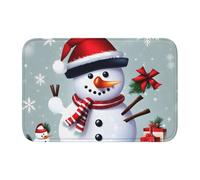 EdWal Christmas Happy Snowman Print Crystal Velvet Entry Rug Non-Slip Indoor Front Doormat For Porch Or Home Decor, 60x40 Cm
