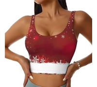 EdWal Christmas Print Sports Bras for Women Seamless Sports Bra, Wirefree Padded Workout Yoga Gym Fitness Bra Black