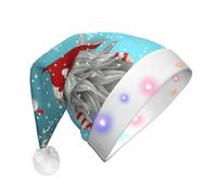 EdWal Christmas Traditional Gnome Print Led Christmas Beanie Light Up Christmas Hats, Knit Hats With Led Lights, Unisex Winter Santa Hat