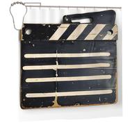 EdWal Classic Movie Clapboard Black Print Polyester Shower Curtain For Bathroom With Hooks 185cm Long, Waterproof Bath Accessories