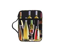 EdWal Cocktail Glasses and Wine Bottles Print Bible Case Cosmetic Bag with Sturdy Handle Wash Bag Tablet Sleeve Small Tool Bag for Books