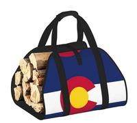 EdWal Colorado Flag Print Log Carrier Bag with Open Sides Wood Log Holder for Fireplace Tote Bag Fireplace Accessory