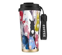 EdWal Colorful Cartoon Horses Print Insulated Stainless Steel Travel Coffee Mug,Coffee Cups with Lids, for Hot Cold Drinks