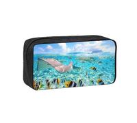 EdWal Colorful Fishes Print Pen Organizer Bag Pouch Large Capacity Pencil Case with Zipper Durable Pen Case for Stationery