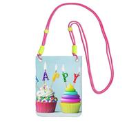 EdWal Colorful Happy Birthday Cupcakes Print Crossbody Bag For Women, Mini Phone Purses, Cute Phone Wallet, For Hiking Travel Gift