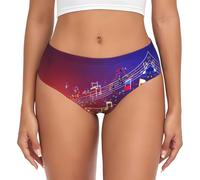 EdWal Colorful Music Notes Print Womens High-Waisted Briefs Panties, Moisture-Wicking Underwear, Bikini Brief Underwear Black