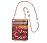 EdWal Colorful Tulips Print Crossbody Bag For Women, Mini Phone Purses, Cute Phone Wallet, For Hiking Travel Gift