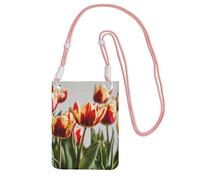 EdWal Colorful Tulips Print Crossbody Bag For Women, Mini Phone Purses, Cute Phone Wallet, For Hiking Travel Gift