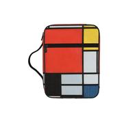 EdWal Composition in Red Yellow Blue and Black Print Bible Case Cosmetic Bag with Sturdy Handle Wash Bag Tablet Sleeve Small Tool Bag for Books