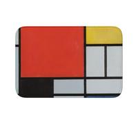 EdWal Composition In Red Yellow Blue And Black Print Crystal Velvet Entry Rug Non-Slip Indoor Front Doormat For Porch Or Home Decor, 60x40 Cm