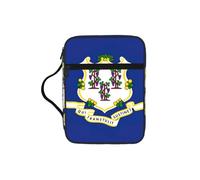 EdWal Connecticut State Flag Print Bible Case Cosmetic Bag with Sturdy Handle Wash Bag Tablet Sleeve Small Tool Bag for Books