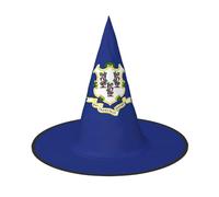 EdWal Connecticut State Flag Print Halloween Witch Hat Costume Accessory Women Hats For Halloween Party Cosplay For Home, Yard,