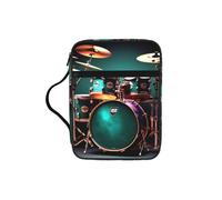 EdWal Cool Drum Set Print Bible Case Cosmetic Bag with Sturdy Handle Wash Bag Tablet Sleeve Small Tool Bag for Books