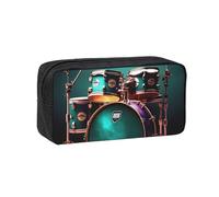 EdWal Cool Drum Set Print Pen Organizer Bag Pouch Large Capacity Pencil Case with Zipper Durable Pen Case for Stationery