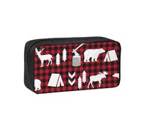 EdWal Cow Deer Tree Christmas Print Pen Organizer Bag Pouch Large Capacity Pencil Case with Zipper Durable Pen Case for Stationery