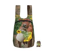 EdWal Cow In Sunflowers Print Foldable Backpack Lightweight Hiking Bag Soft Travel Backpack Rucksack For Work And Gym