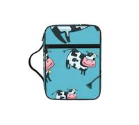 EdWal Cow Print Bible Case Cosmetic Bag with Sturdy Handle Wash Bag Tablet Sleeve Small Tool Bag for Books