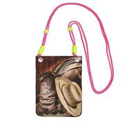 EdWal Cowboy Black Hat Western Boots Print Crossbody Bag For Women, Mini Phone Purses, Cute Phone Wallet, For Hiking Travel Gift