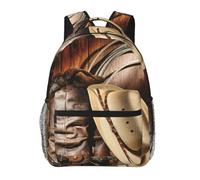 EdWal Cowboy Black Hat Western Boots Print Hiking Backpack Laptop Backpack For Men Women Waterproof Rucksack Easy To Clean Travel Bag