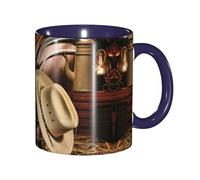 EdWal Cowboy Black Hat Western Boots Print Tea Cups with Handle, Ceramic Ceramic Mug for Tea and Coffee Gift for Women Microwave Safe