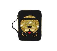 EdWal Cute African Woman Polka Print Bible Case Cosmetic Bag with Sturdy Handle Wash Bag Tablet Sleeve Small Tool Bag for Books