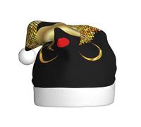 EdWal Cute African Woman Polka Print Plush Santa Hat, Christmas Hats For Adults, Cozy Holiday Headwear, For Christmas Parties