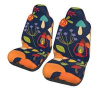 EdWal Cute Animal Fox Flower Print Front Seat Covers, Easy To Install Two Car Seat Protector Cover Set Accessories Auto Trucks Suv