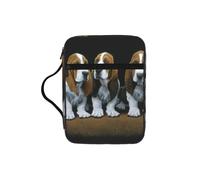 EdWal Cute Basset Hound Puppies Print Bible Case Cosmetic Bag with Sturdy Handle Wash Bag Tablet Sleeve Small Tool Bag for Books