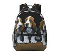 Edwal Cute Basset Hound Puppies Print Hiking Backpack Laptop Backpack For Men Women Waterproof Rucksack Easy To Clean Travel Bag