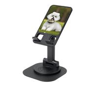 EdWal Cute Bichon Frise Dog Print Adjustable Foldable Phone Stand,360 Rotating Cell Phone Holder For Desk,Travel Essentials