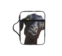 EdWal Cute Black Goat Animal Print Bible Case Cosmetic Bag with Sturdy Handle Wash Bag Tablet Sleeve Small Tool Bag for Books