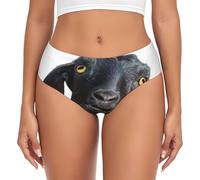EdWal Cute Black Goat Animal Print Womens High-Waisted Briefs Panties, Moisture-Wicking Underwear, Bikini Brief Underwear